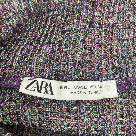 Zara Multicolor Knit Co-Ord Set Tunic & Pants L Vibrant Multicolor Casual Chic - Picture 15 of 16